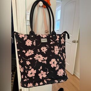 Chaps Floral Black and Pink Tote Bag